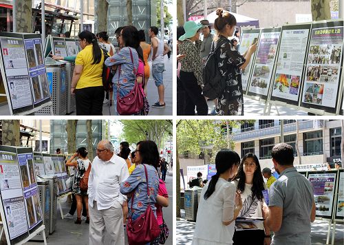 圖1-2：墨爾本市中心城市廣場上，民眾紛紛簽名支持控告迫害元凶江澤民