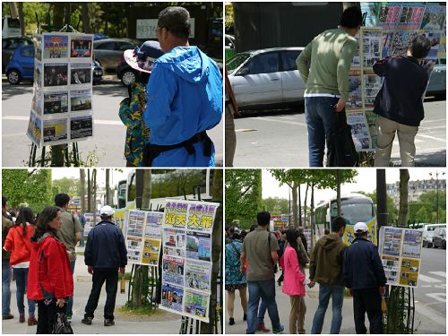 大陸遊客觀看真相展板