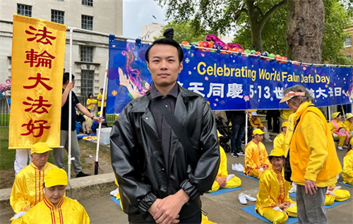 '圖11：離開中國大陸不久的內蒙古人恩和說：我支持法輪功，我們應該有自由去崇尚自己的信仰。'