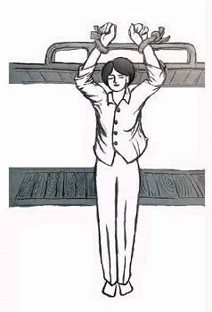 '中共酷刑示意圖：罰站'