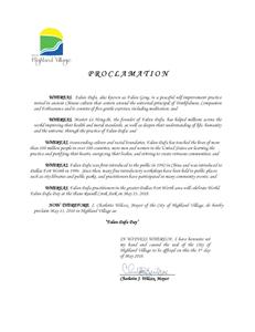 '圖7：美國德州高地村市（City?of?Highland?Village）宣布「法輪大法日」'