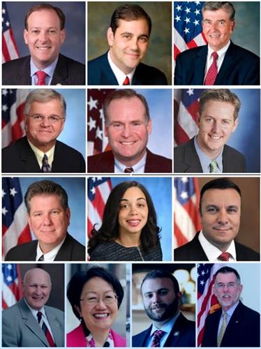 '圖1：十三位給世界法輪大法日褒獎的紐約聯邦、州、市鎮官員。從左至右，從上至下：'