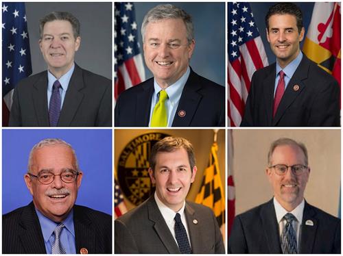 '圖1：今年五月十三日是第二十一屆世界法輪大法日，美國華府地區政要祝賀世界法輪大法日，感謝李洪志先生。上圖從左至右，從上至下：美國宗教自由大使布朗貝克 （Sam Brownback）、馬裏蘭州聯邦眾議員特隆（David Trone）、馬裏蘭州聯邦眾議員特隆（David Trone）、馬裏蘭州聯邦眾議員薩班斯 （John Sarbanes）、維吉尼亞州聯邦眾議員康納利（Gerry Connolly）、馬裏蘭州巴爾的摩郡（Baltimore County）郡長小約翰﹒奧爾瑟夫斯基（John A. Olszewski Jr.）和弗雷德裏克市（City of Frederick）市長邁克爾﹒奧康納（Michael O』Connor）。'